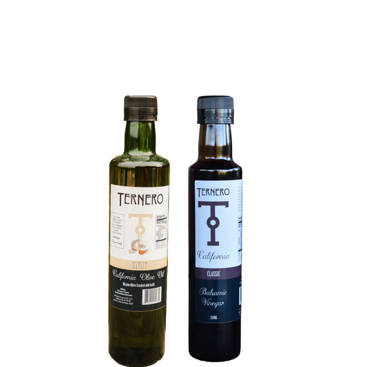 Ternero Garlic Olive Oil (250 ml) and Classic Balsamic Vinegar (250 ml) Combo Pack